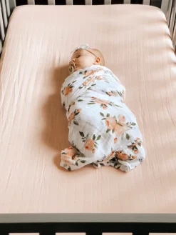 Little Unicorn Cotton Muslin Fitted Crib Sheet - Rose Petal
