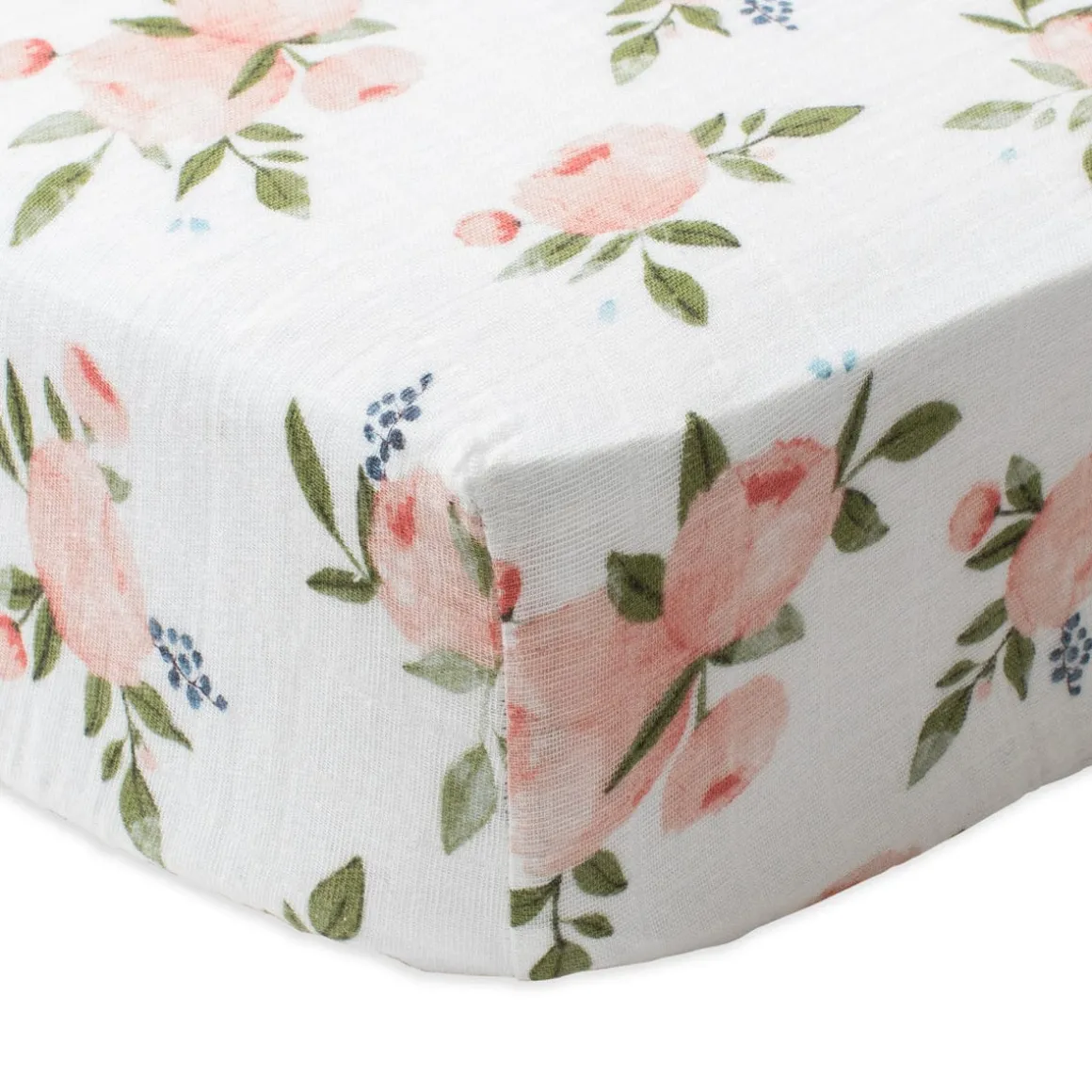 Little Unicorn Cotton Muslin Fitted Crib Sheet - Watercolor Roses