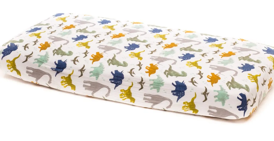 Little Unicorn Cotton Muslin Fitted Sheet - Dino Friends