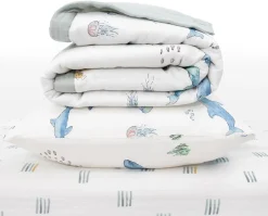 Little Unicorn Cotton Muslin Toddler Bedding 3 Piece Set - Whales
