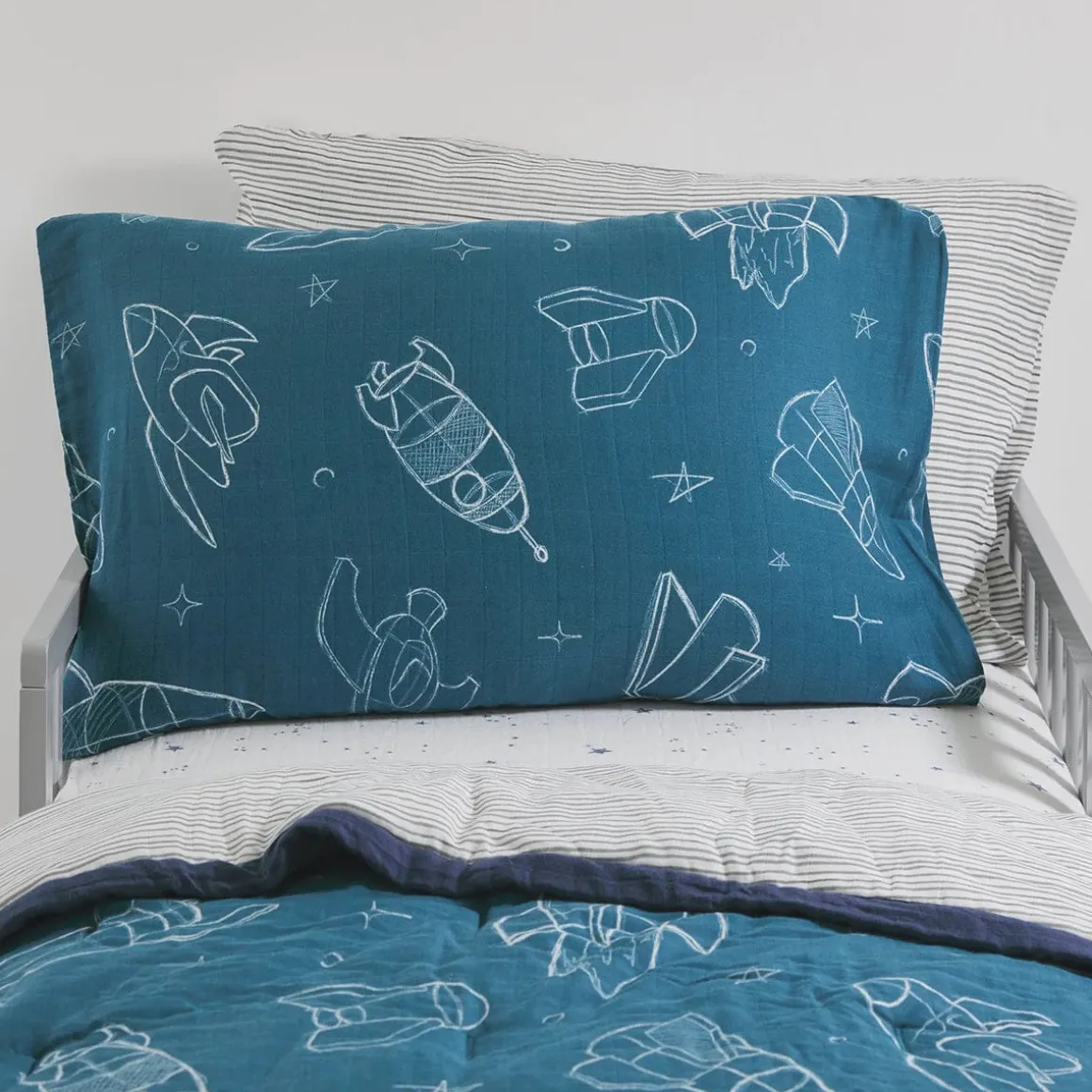 Little Unicorn Cotton Muslin Toddler Pillowcase, 2 Pack - Blast Off