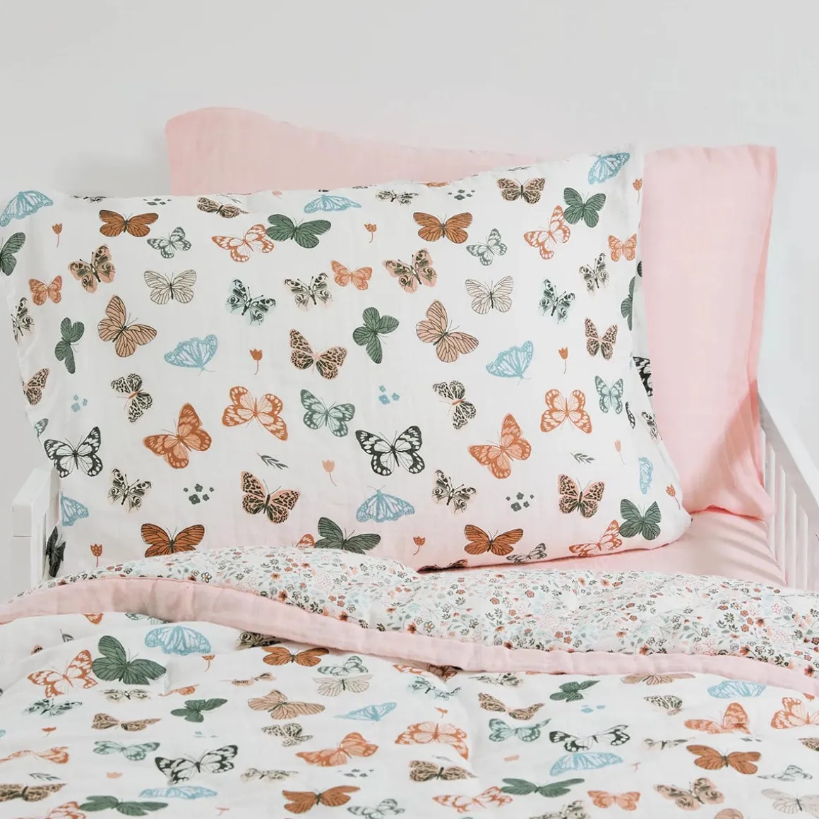 Little Unicorn Cotton Muslin Toddler Pillowcase, 2 Pack - Butterflies