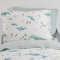 Little Unicorn Cotton Muslin Toddler Pillowcase, 2 Pack - Whales