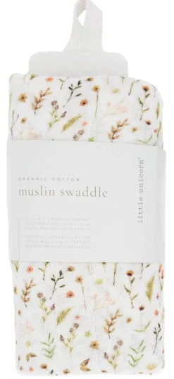 Little Unicorn Organic Cotton Muslin Swaddle Blanket - Floral Field