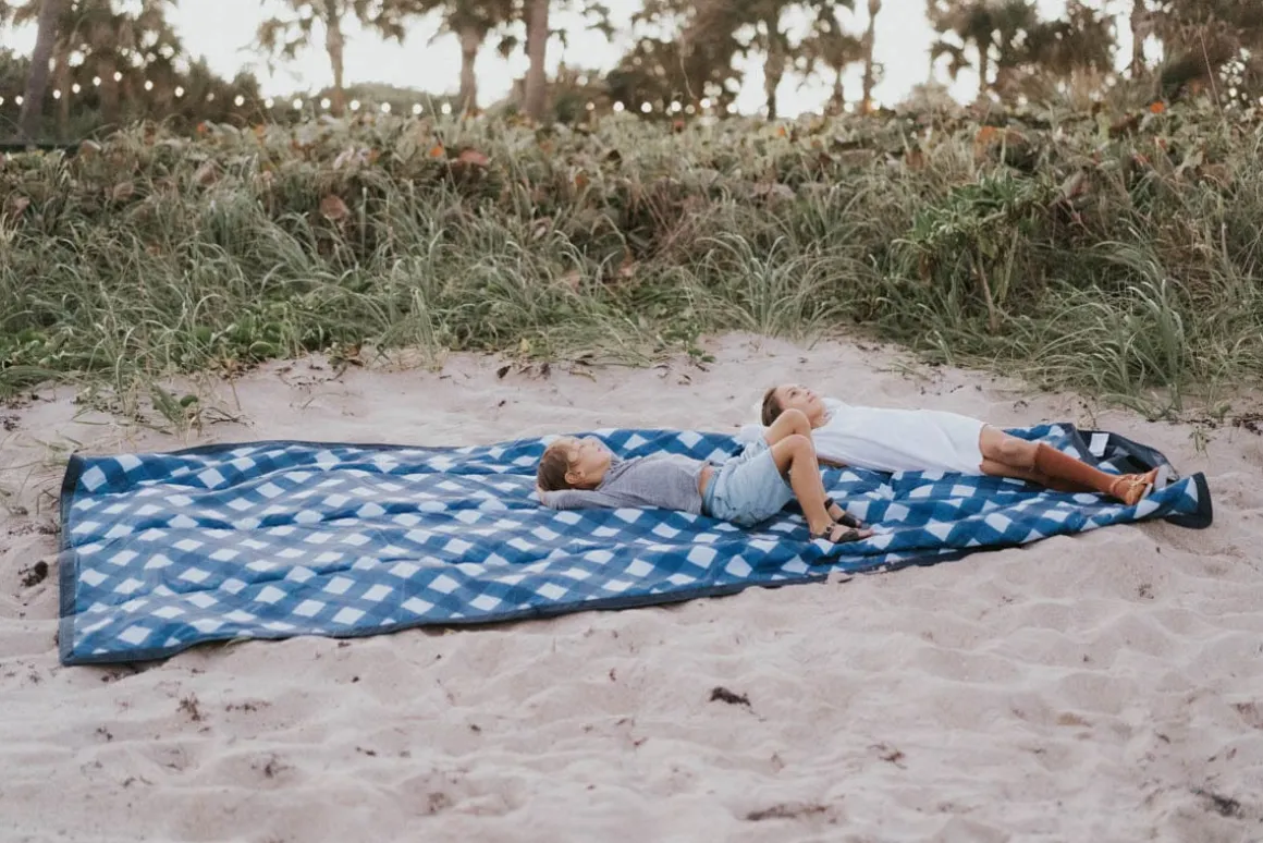 Little Unicorn Outdoor Blanket 5 x 10 - Navy Plaid