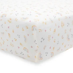 Little Unicorn Stretch Knit Crib Sheet - Rainbows