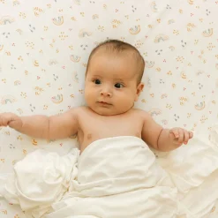 Little Unicorn Stretch Knit Crib Sheet - Rainbows