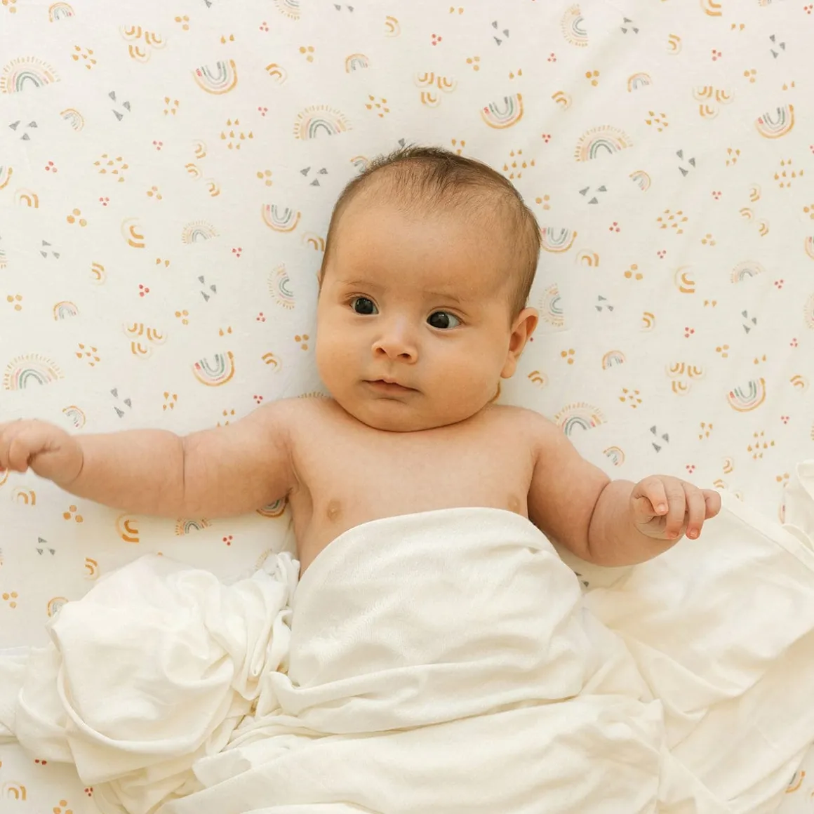 Little Unicorn Stretch Knit Crib Sheet - Rainbows