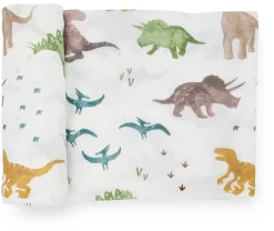 Little Unicorn Stretch Knit Swaddle Blanket - Dino Pals
