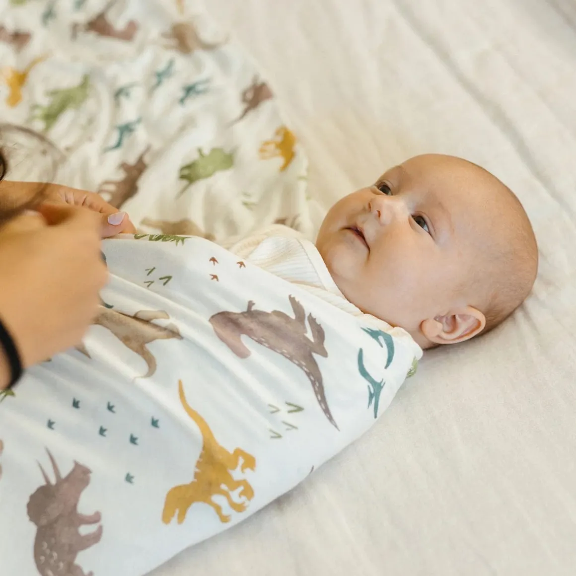Little Unicorn Stretch Knit Swaddle Blanket - Dino Pals