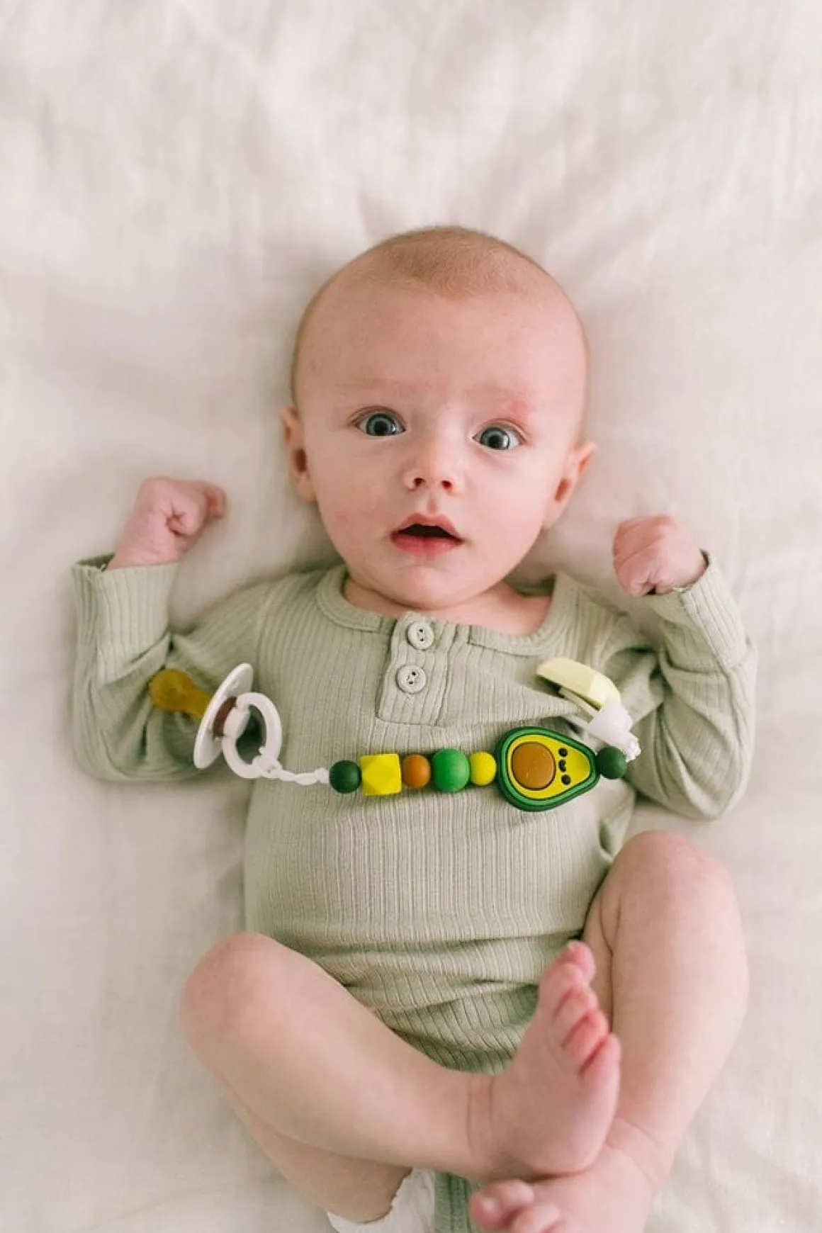 Loulou Lollipop Darling Pacifier Clip - Avocado