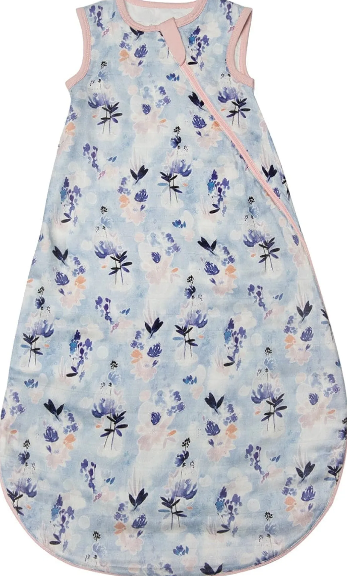 Loulou Lollipop Lightweight Muslin Sleep Bag, 0-6 m - Ink Floral