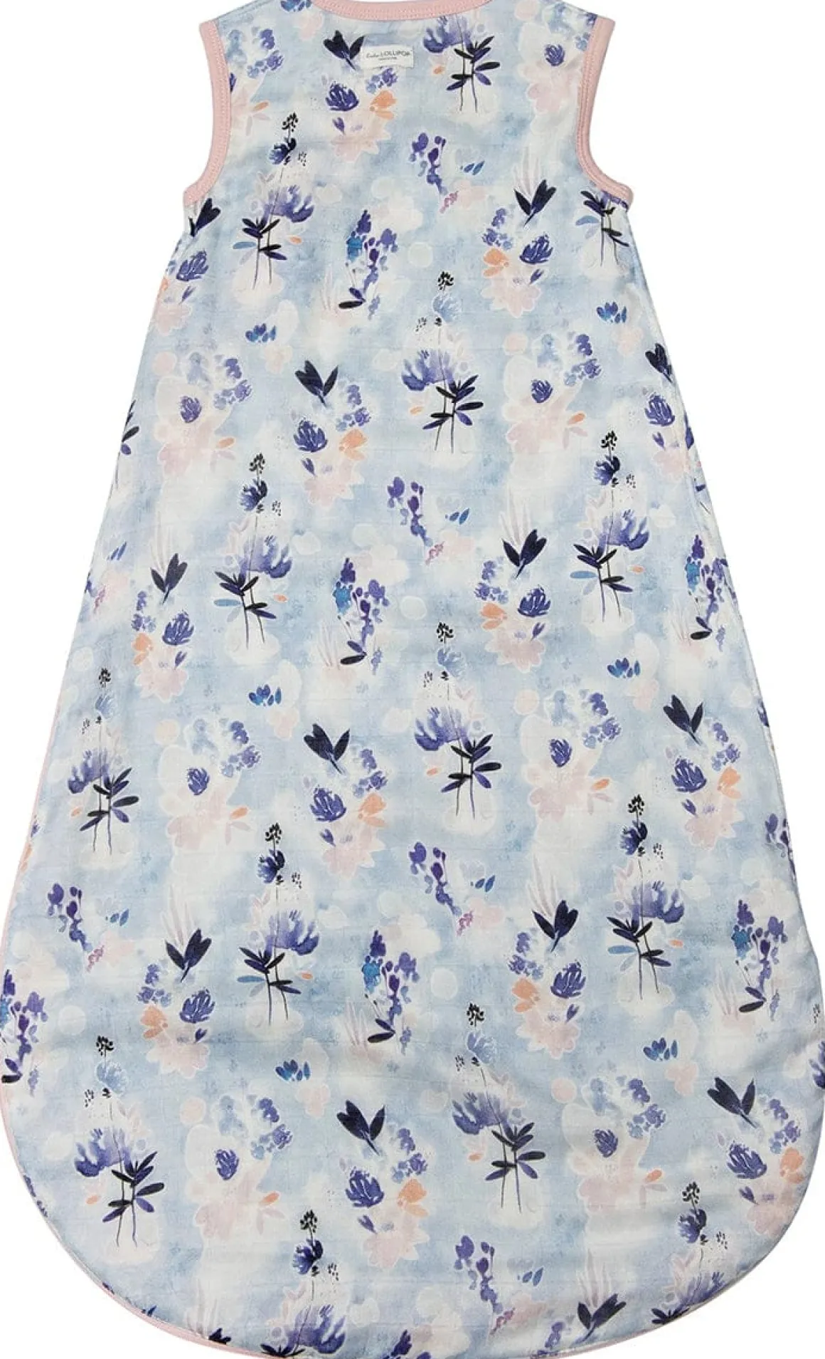 Loulou Lollipop Lightweight Muslin Sleep Bag, 0-6 m - Ink Floral