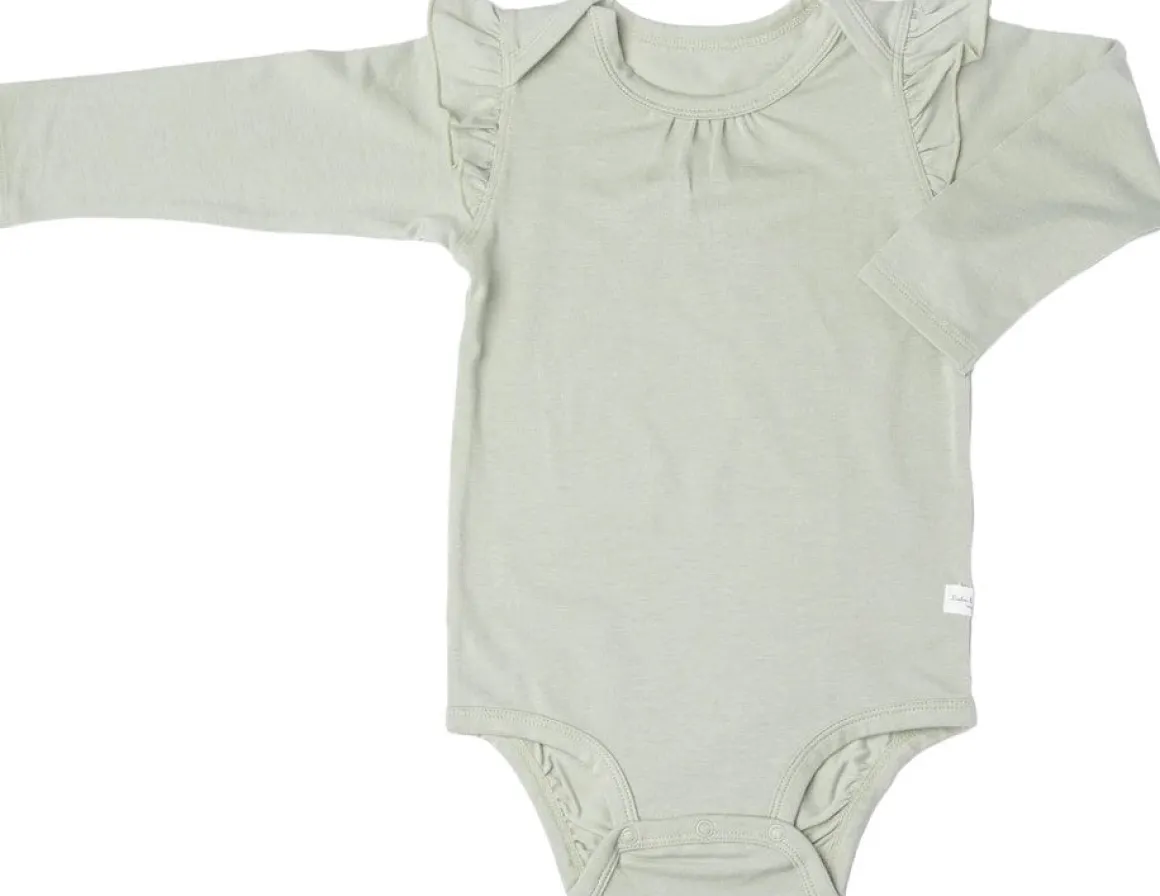 Loulou Lollipop Long Sleeve Bodysuit in TENCEL - Sage (0-3 M)