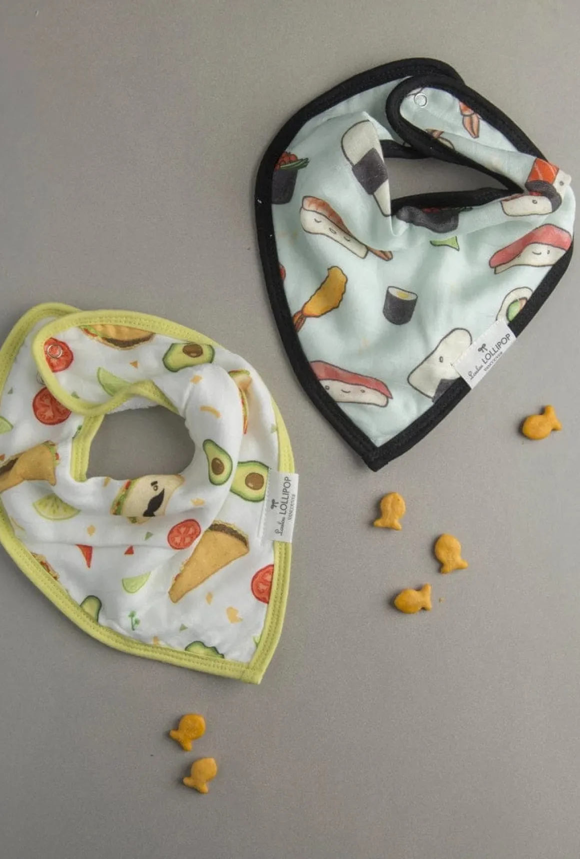 Loulou Lollipop Luxe Muslin Bandana Bib Set - Sushi/Taco