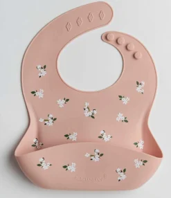 Loulou Lollipop Silicone Bib - White Flower