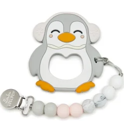 Loulou Lollipop Silicone Teether with Clip - Penguin