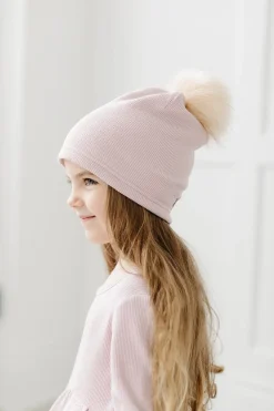 Loulou Lollipop Waffle Pom Pom Hat, 6-12 Months - Blush Pink