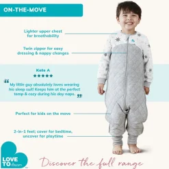Love To Dream Sleep Suit Quilted Cotton 2.5 TOG, 6-12 M - Moonlight Dusty Pink