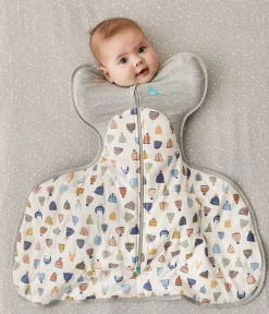 Love To Dream Swaddle UP Designer Collection Hip Harness Quilted Cotton 2.5 TOG, Medium - Happy Hats White