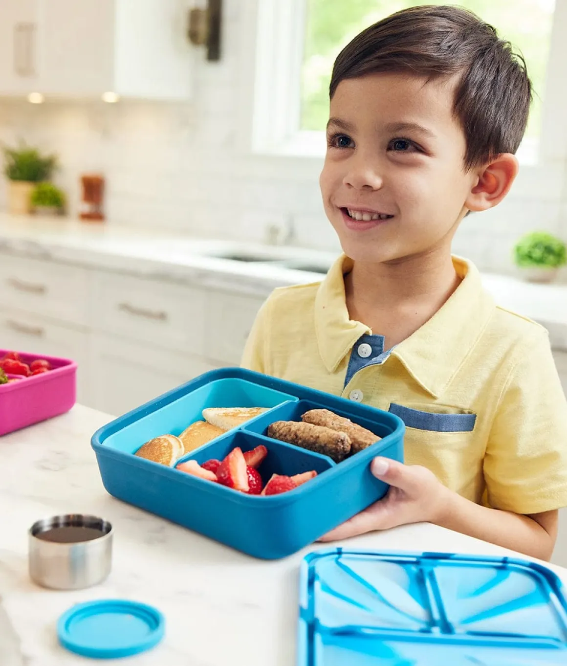LunchBots Large Build-A-Bento Lunch Box, 4 cups - Mantis Shrimp