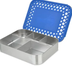 LunchBots Large Cinco Bento 5 Compartment Lunch Box - Blue Dots
