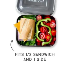 LunchBots Medium Duo Bento 2 Compartment Lunch Box - Pink Dots