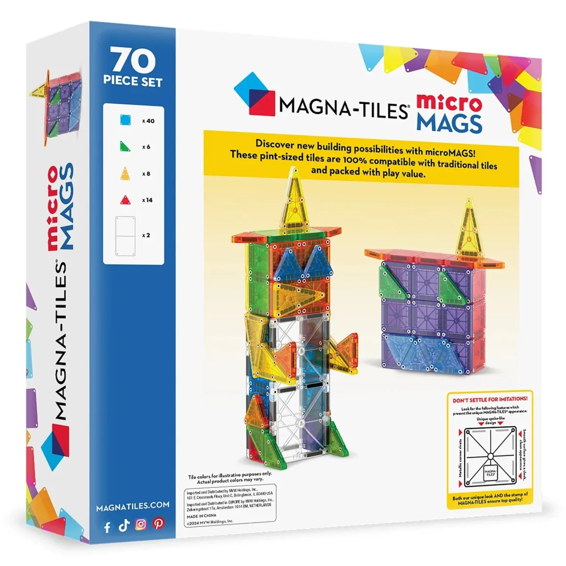 Magna-Tiles microMAGS, 70 Piece Set