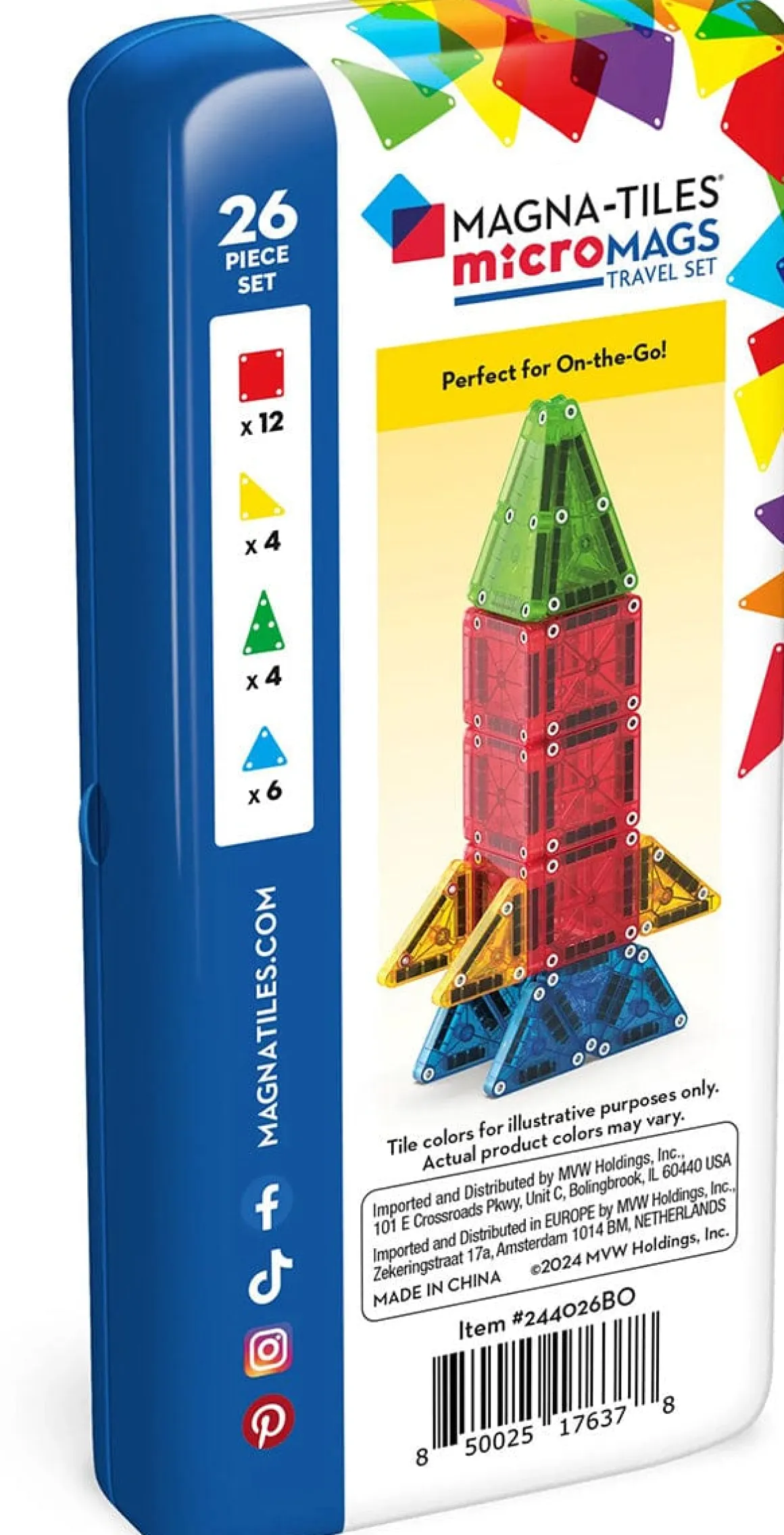 Magna-Tiles microMAGS, 26-Piece Travel Set