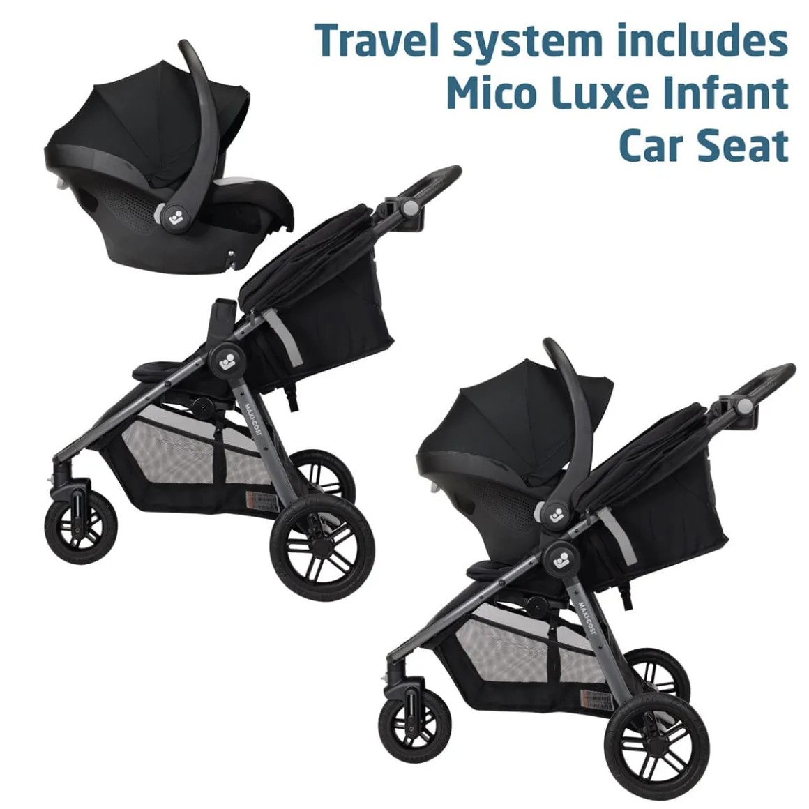 Maxi-Cosi Gia XP Luxe 3-Wheel Travel System - Midnight Black