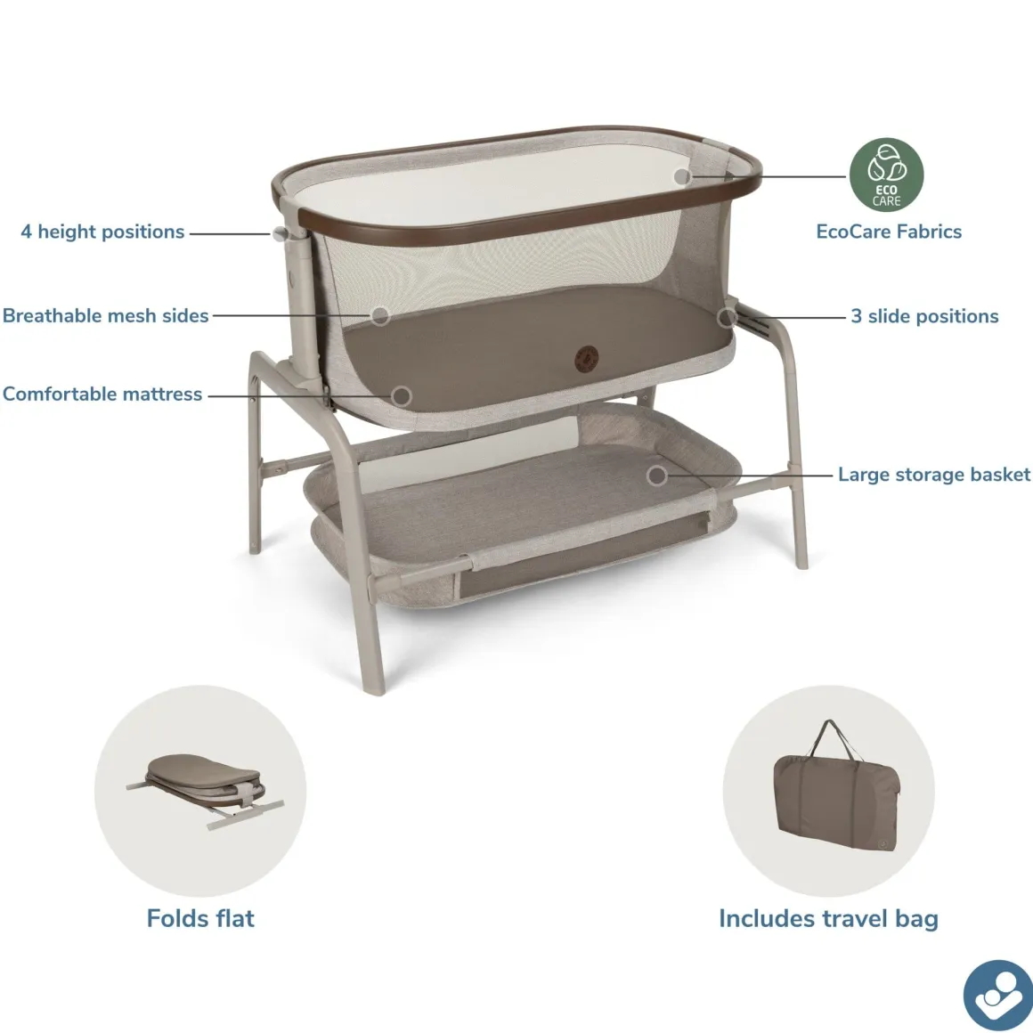 Maxi-Cosi Iora Bedside Bassinet - Classic Truffle