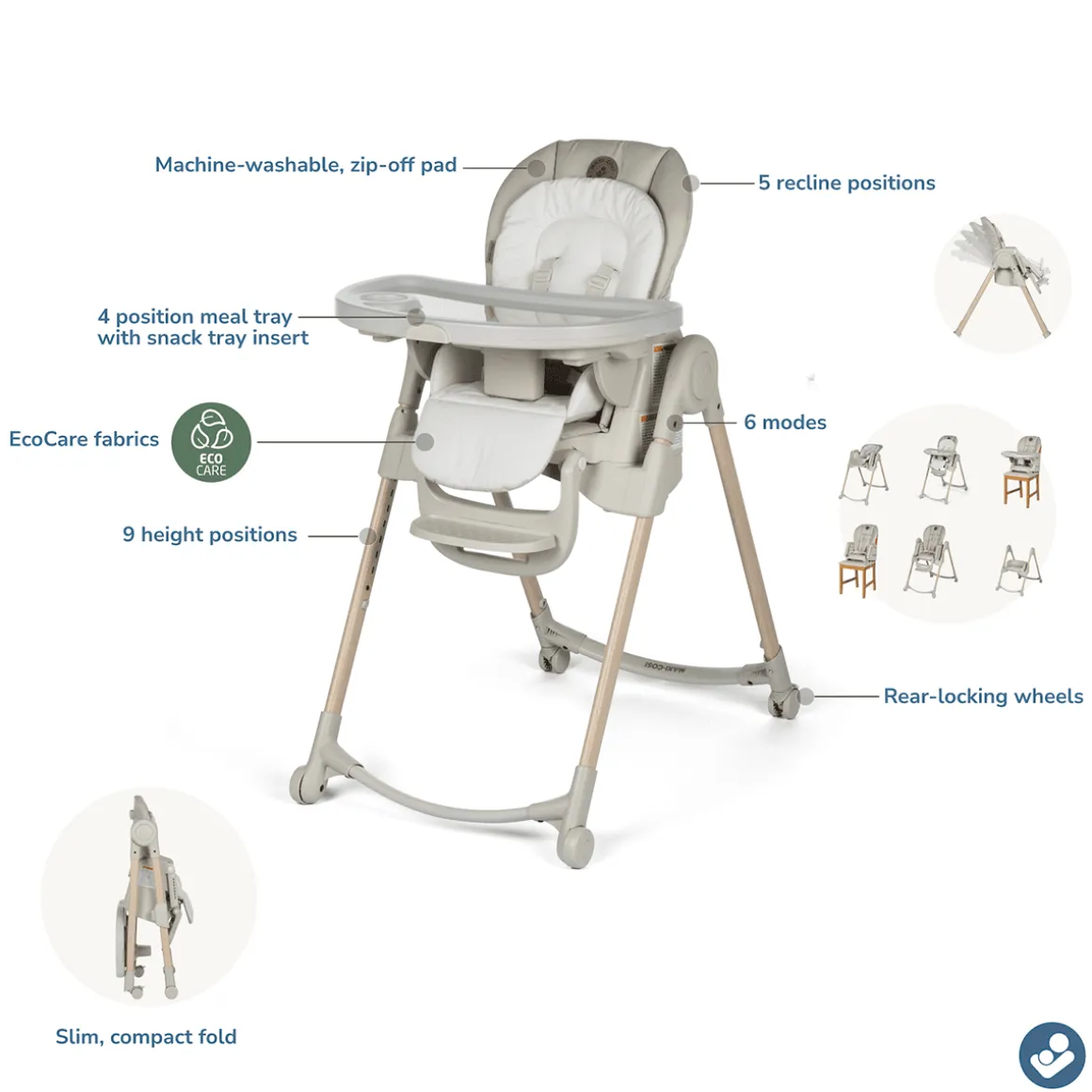 Maxi-Cosi Minla 6-in-1 High Chair - Classic Oat
