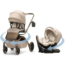 Maxi-Cosi Tana 360 + Peri 180 Rotating Infant Car Seat Travel System Bundle - Natural Heritage