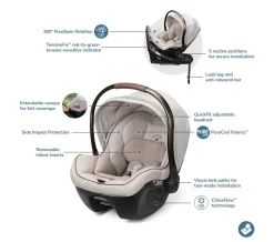 Maxi-Cosi Tana 360 + Peri 180 Rotating Infant Car Seat Travel System Bundle - Onyx Heritage