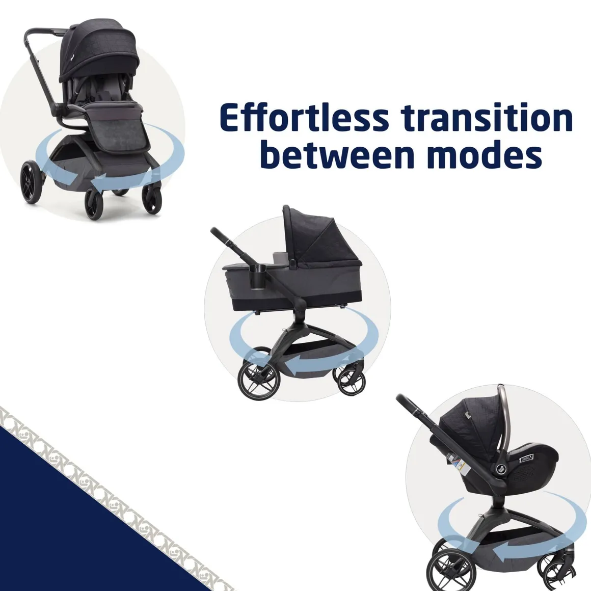 Maxi-Cosi Tana 360 Rotating Modular Stroller + Bassinet Bundle - Onyx Heritage