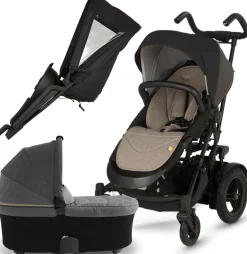 Micralite TwoFold Double Stroller + Bassinet - Carbon