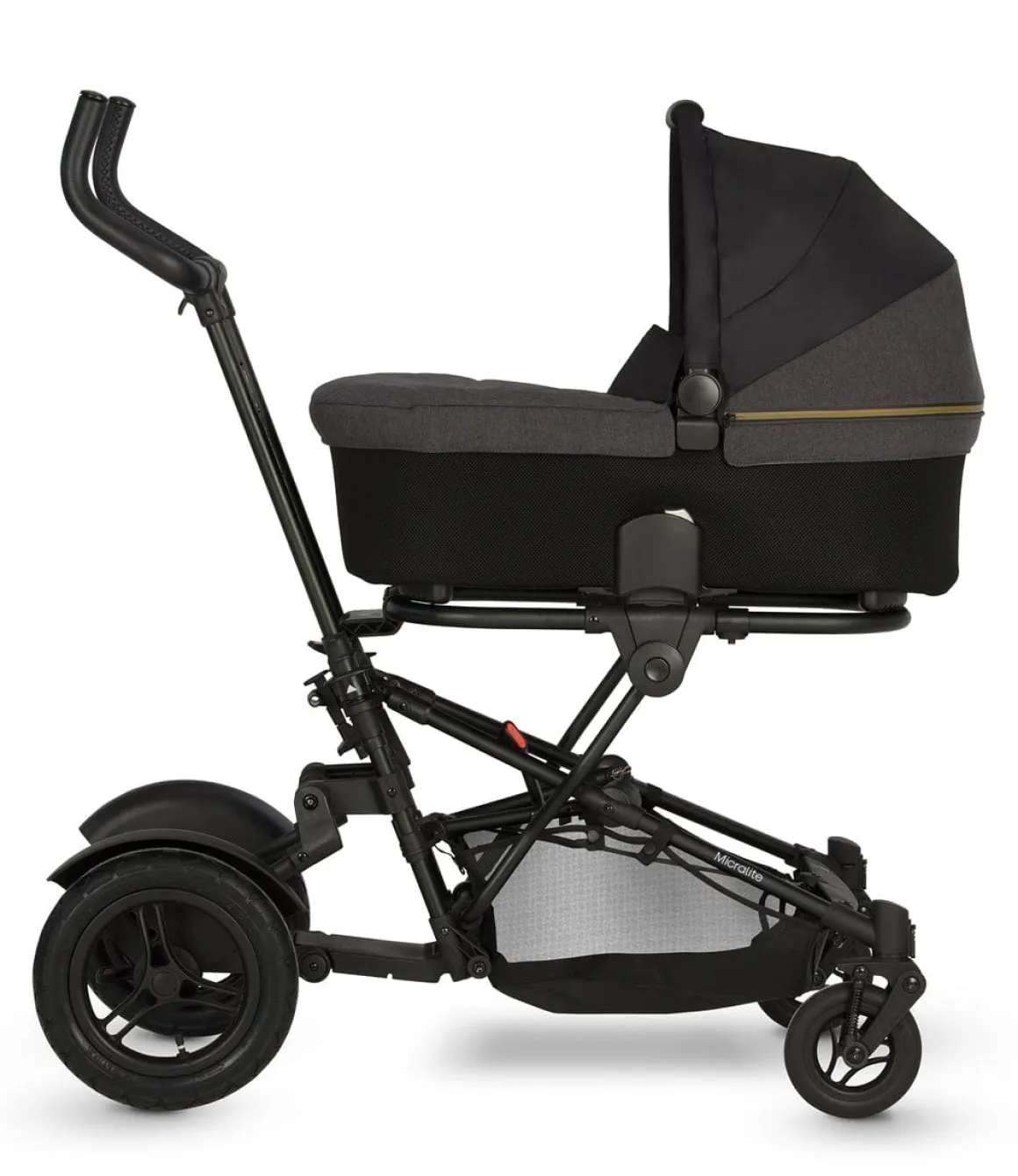 Micralite TwoFold Double Stroller + Bassinet - Carbon