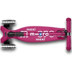 Micro Kickboard Maxi Deluxe Foldable LED Scooter - Berry Red