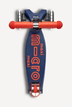 Micro Kickboard Maxi Deluxe Foldable LED Scooter - Navy Blue / Red