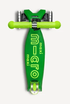 Micro Kickboard Maxi Deluxe Foldable LED Scooter - Neon Parrot Green
