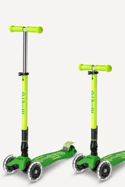 Micro Kickboard Maxi Deluxe Foldable LED Scooter - Neon Parrot Green