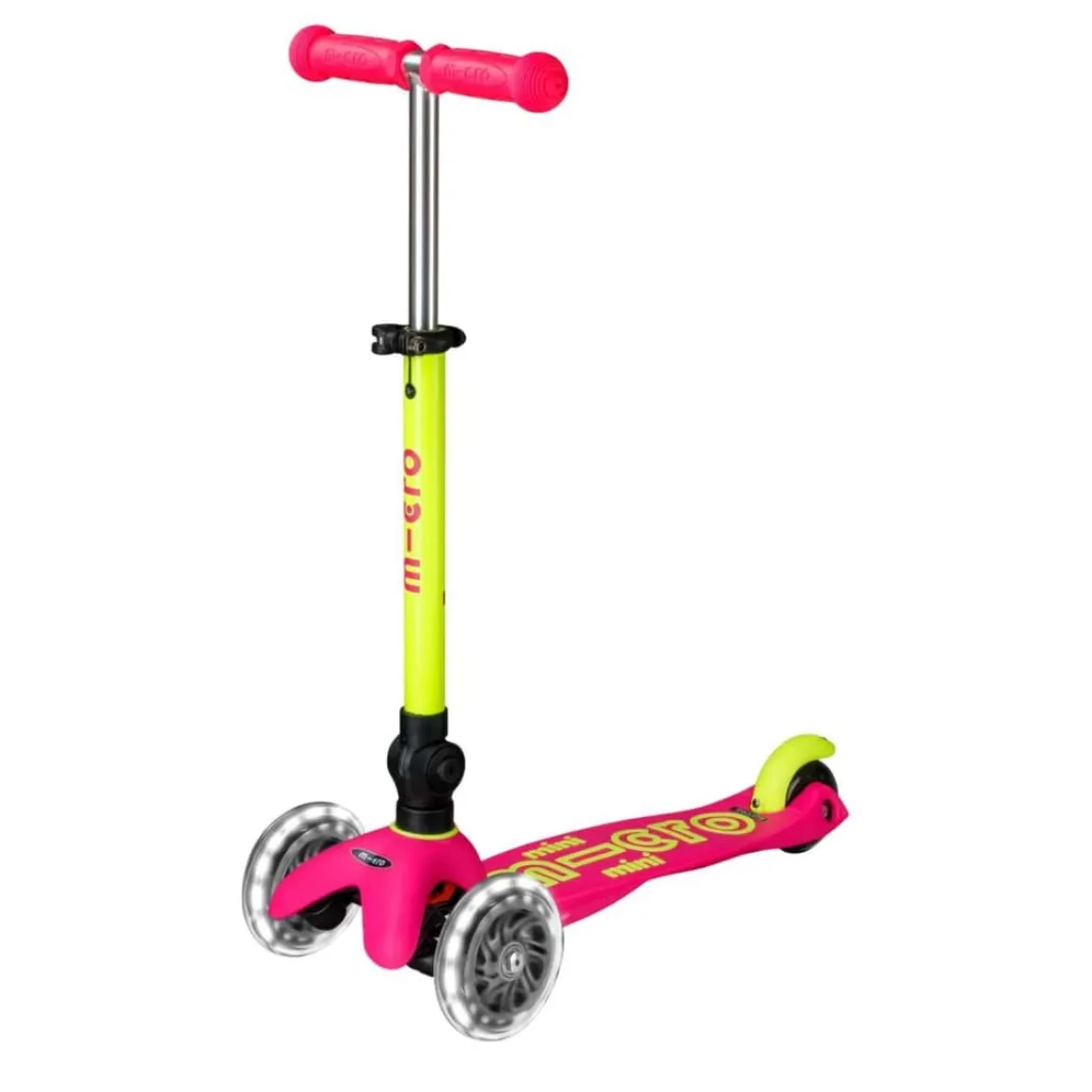 Micro Kickboard Micro Mini Foldable LED Scooter (2-5 Years) - Neon Flamingo Pink / Yellow