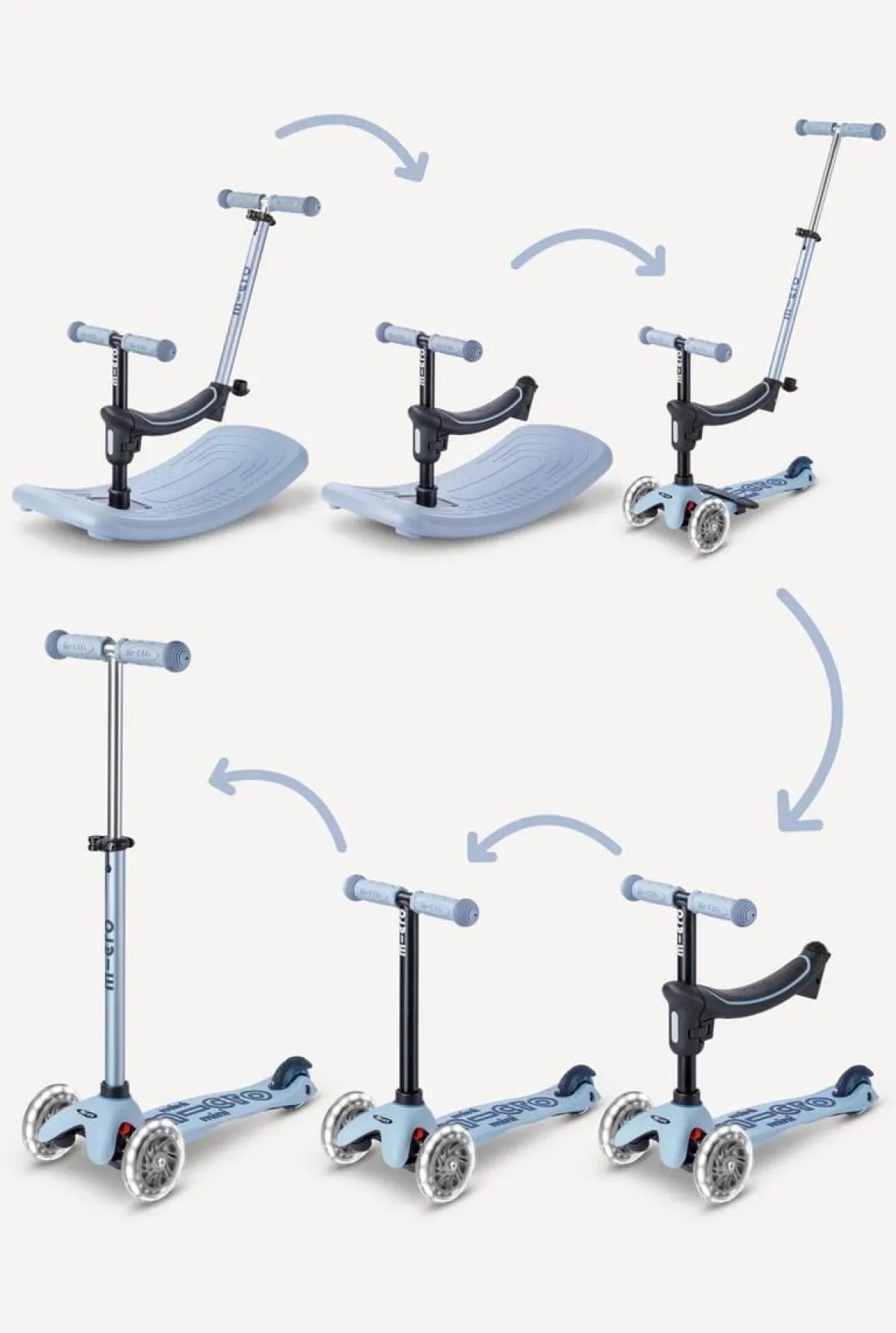 Micro Kickboard Mini Deluxe Rock & Go LED Scooter - Ocean Slate
