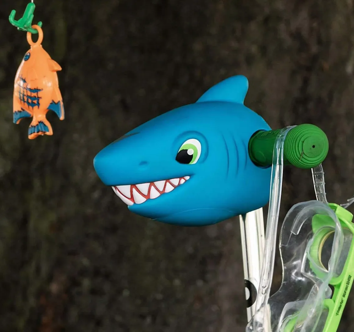 Micro Kickboard Scooter Heads by Scootaheadz - Blue Shark Surfing Sammy