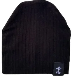 millie+roo Rib Beanie - Black, Medium (18M-4Y)