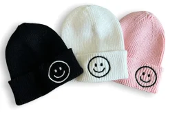 millie+roo Smile Rib Knit Beanie - White (0-1Y)