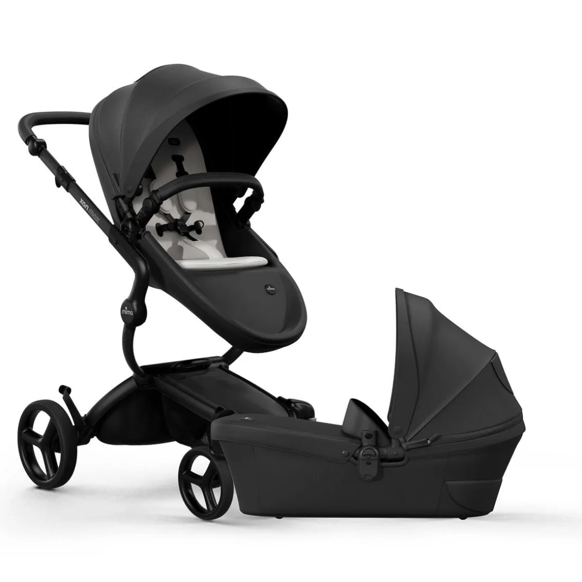 Mima Xari Max Stroller + Bassinet Bundle - Black / Black / Stone White / Black