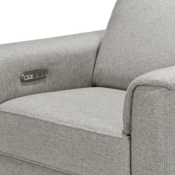 Monogram by Namesake Willa Plus Electric Glider Recliner w/ Electric Headrest - Performance Grey Eco-Weave w/Light Wood Base