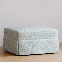 Morris & Co. x Namesake Crawford Gliding Ottoman - Bellflowers in Powdered Blue