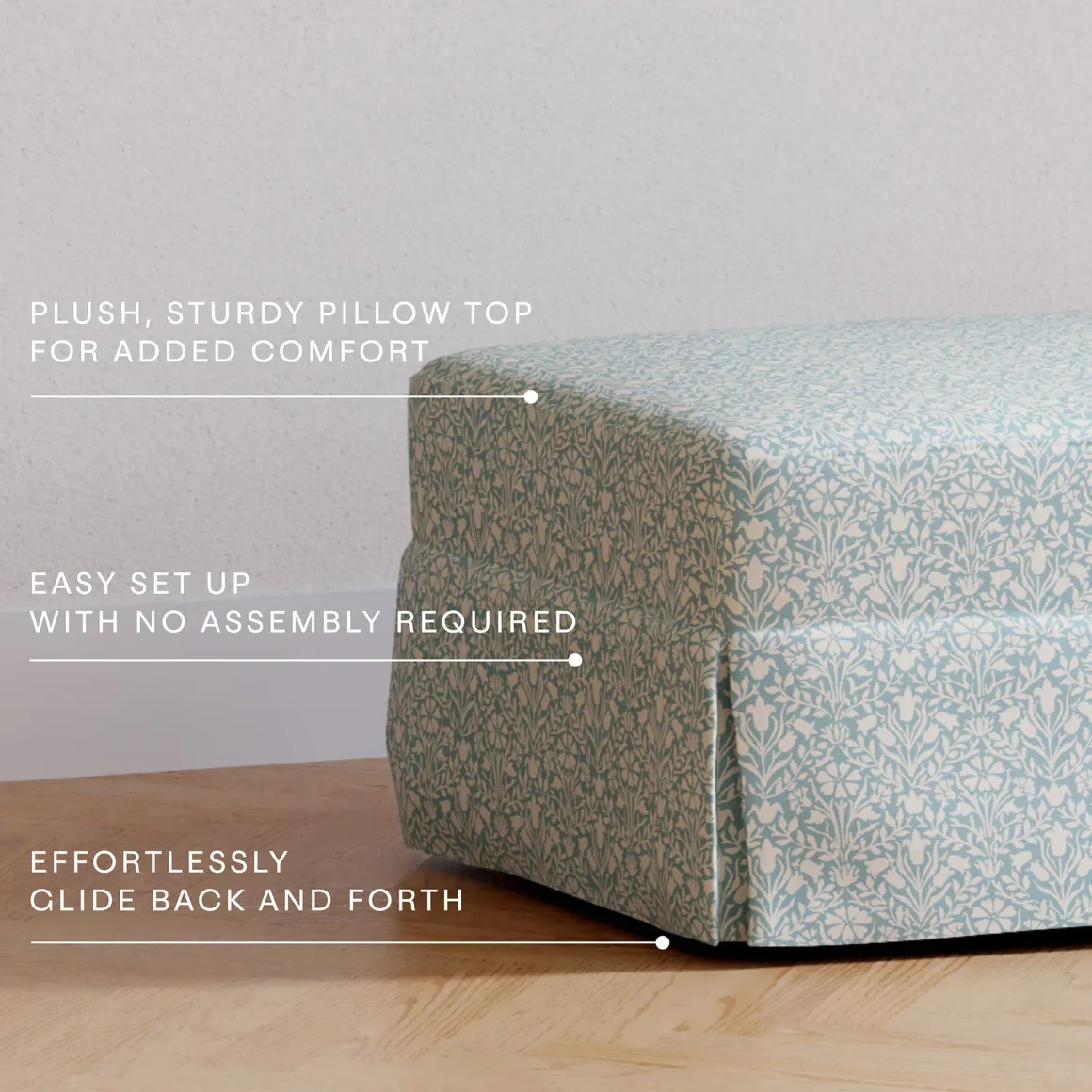 Morris & Co. x Namesake Crawford Gliding Ottoman - Bellflowers in Powdered Blue